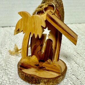 Hand carved olive wood Holy Land Nativity Scene Ornament from Bethlehem
